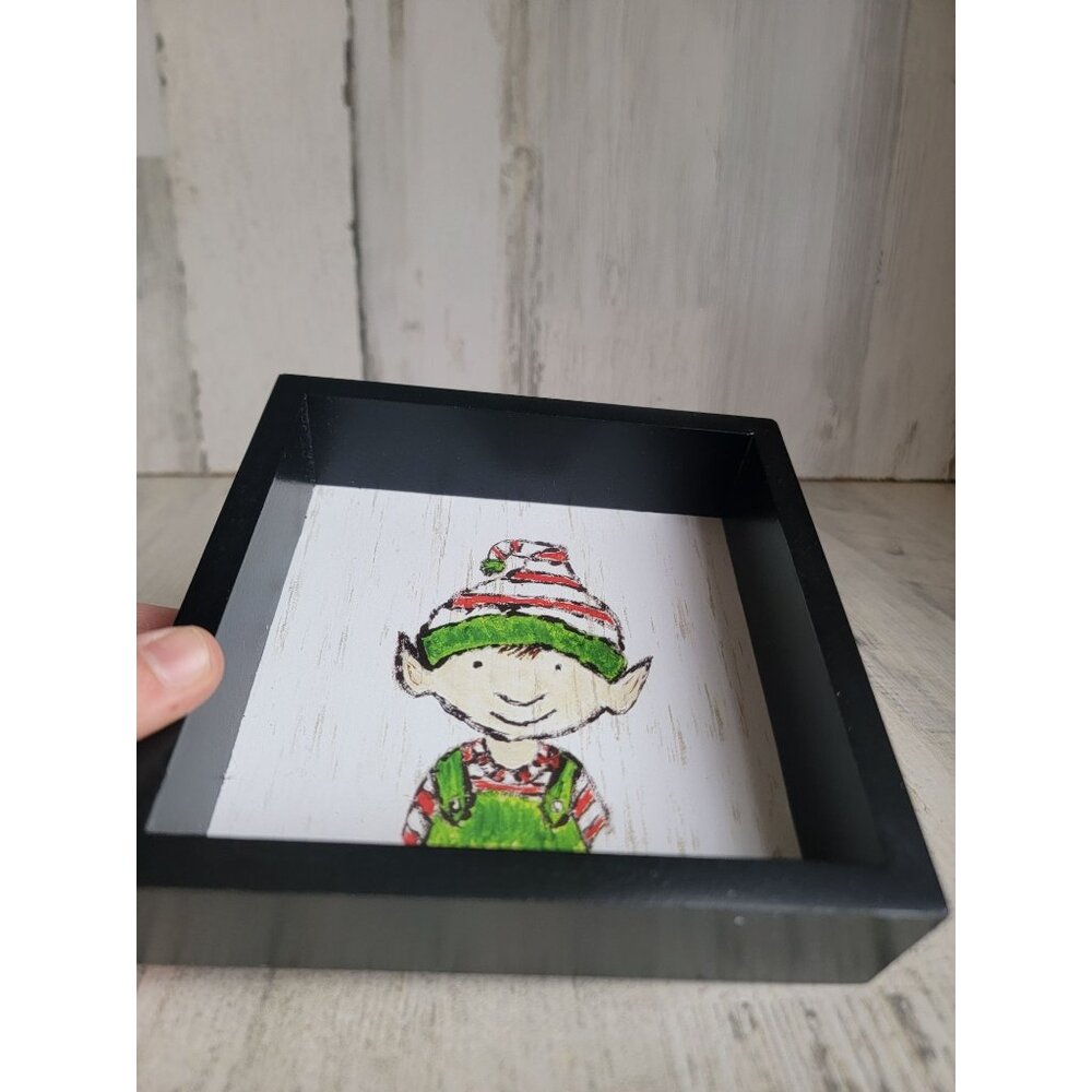 Kirkland's elf Little Helper‎ wooden box photo Decor Xmas - Picture 2 of 5